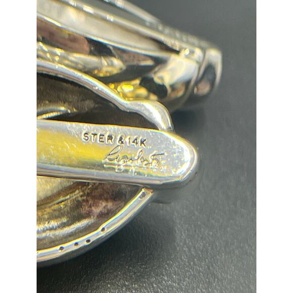 Rigoberto Designer Puffy Modernist Sterling14k Yellow Gold Center Clip Earrings - Picture 11 of 11